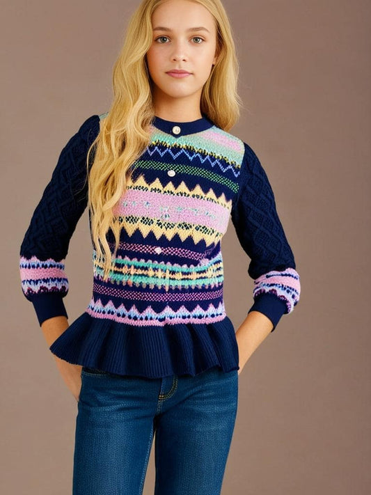 Cherry Crumble Multicolor Intarsia Sweet Stylish Winter Sweater