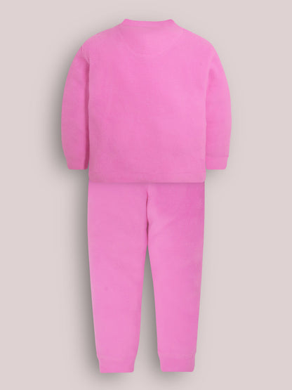 Cherry Crumble Pink Solid Applique Charming Elegant Winter Nightsuit