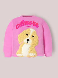 Pink Solid Applique Charming Elegant Winter Nightsuit