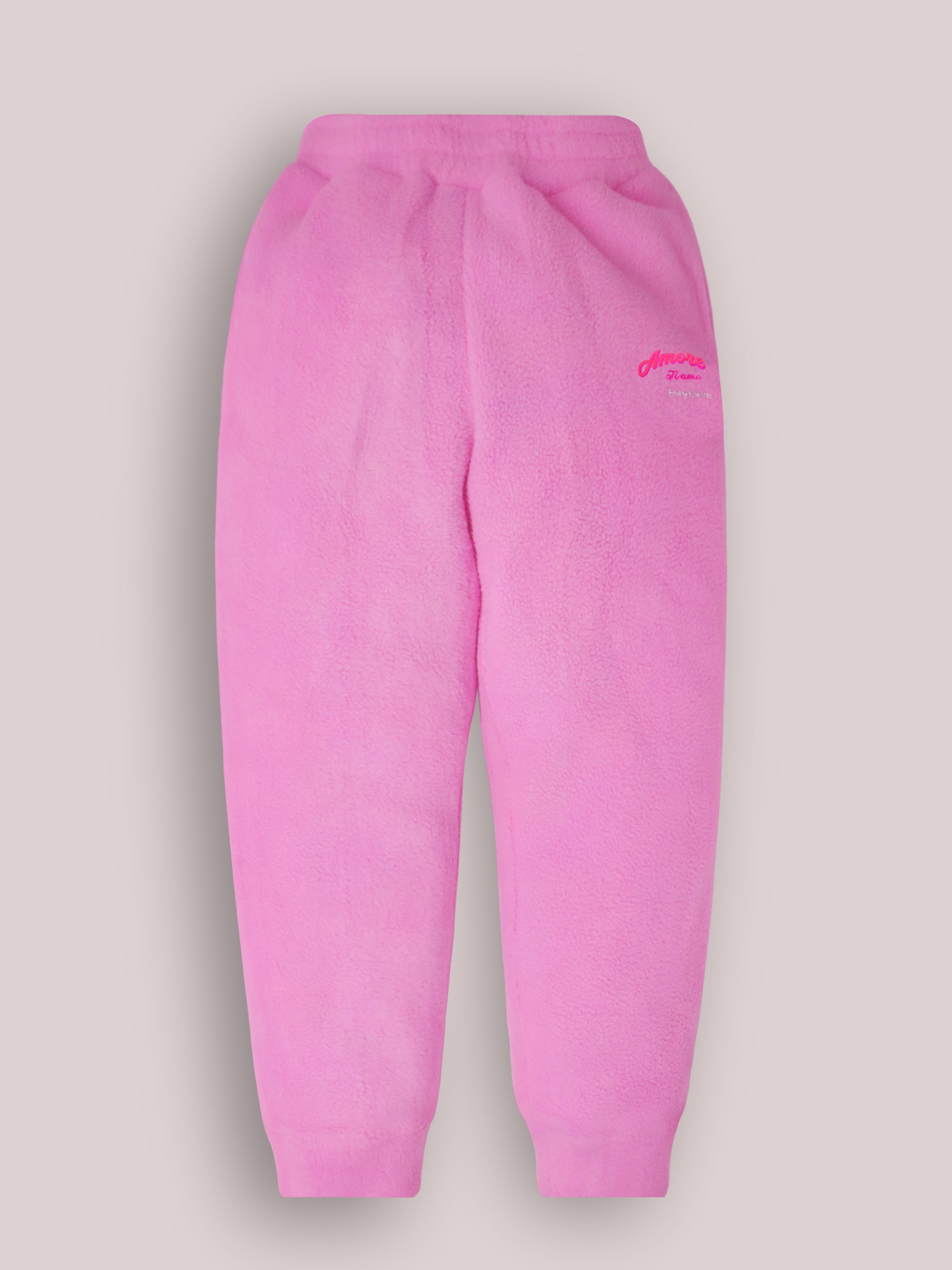Cherry Crumble Pink Solid Applique Charming Elegant Winter Nightsuit