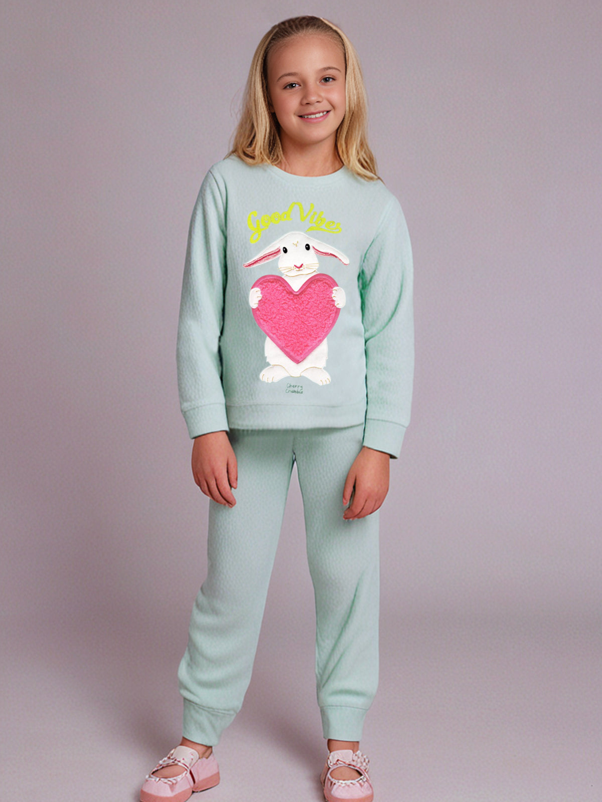 Cherry Crumble Mint Solid Applique Lovely Nightsuit