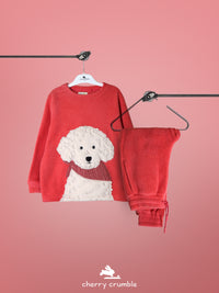 Coral Solid Applique Snug Smart Nightsuit