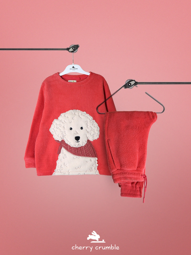 Coral Solid Applique Snug Smart Nightsuit