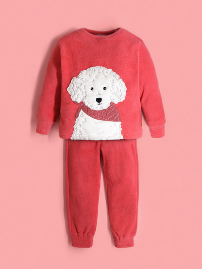 Cherry Crumble Solid Applique Snug Smart Nightsuit