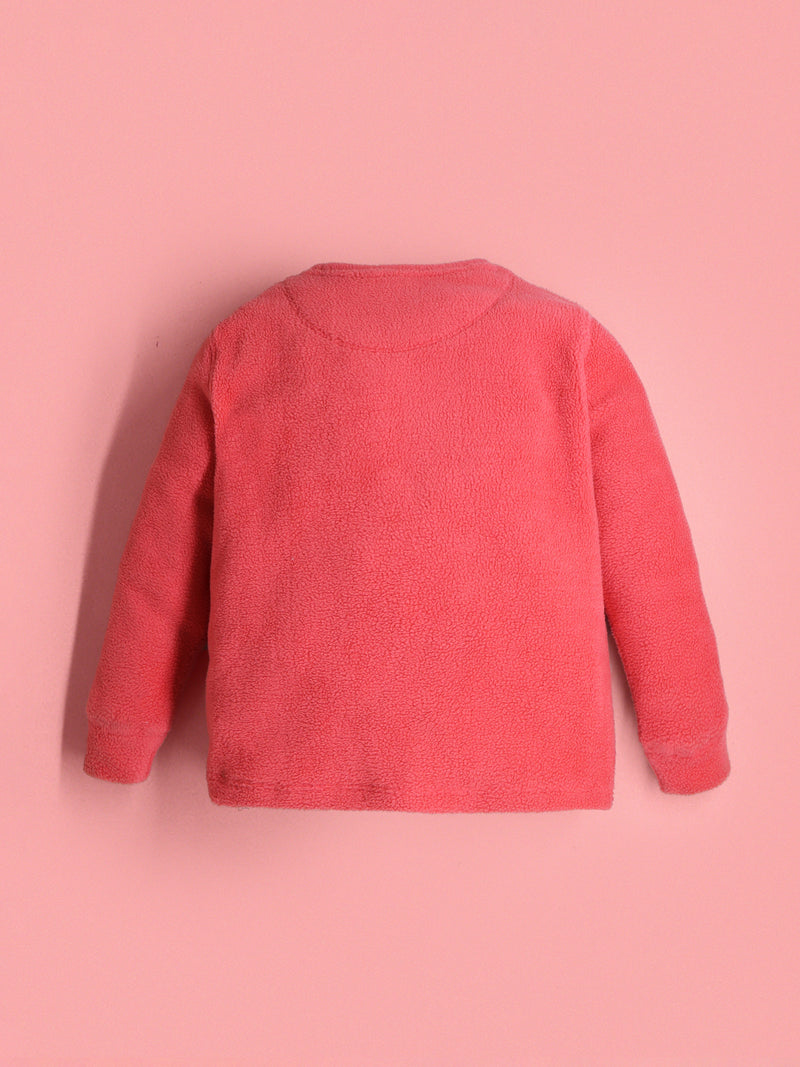 Coral Solid Applique Snug Smart Nightsuit