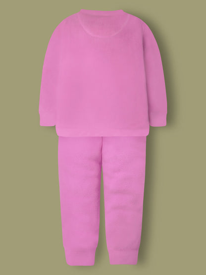 Cherry Crumble Pink Solid Applique Playful Smart Winter Nightsuit