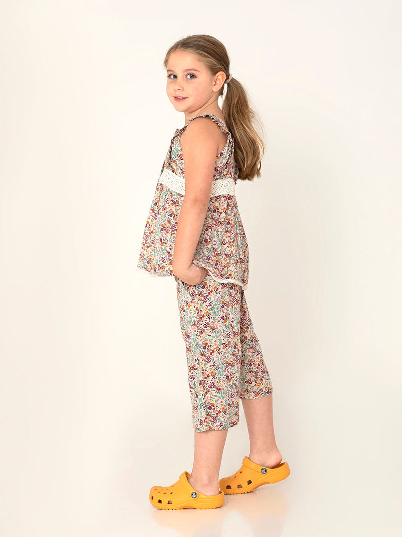 Multicolor Floral Printed Sweet Graceful Nightsuit