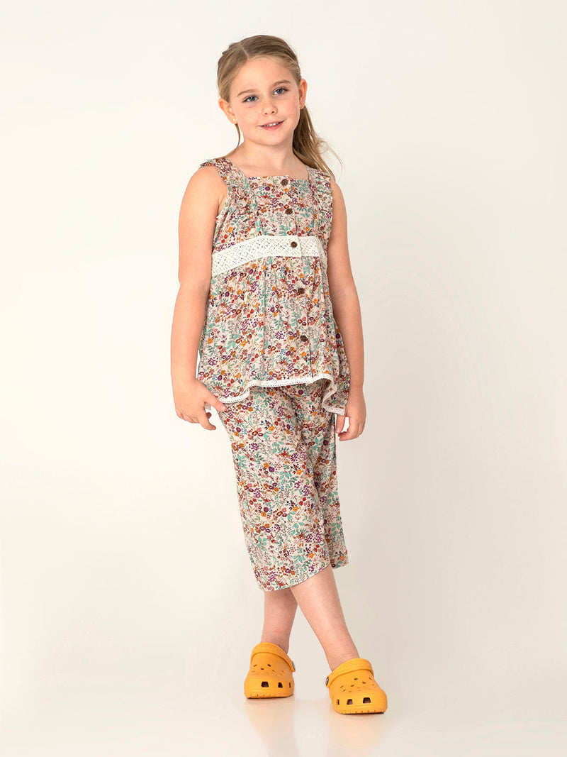 Multicolor Floral Printed Sweet Graceful Nightsuit