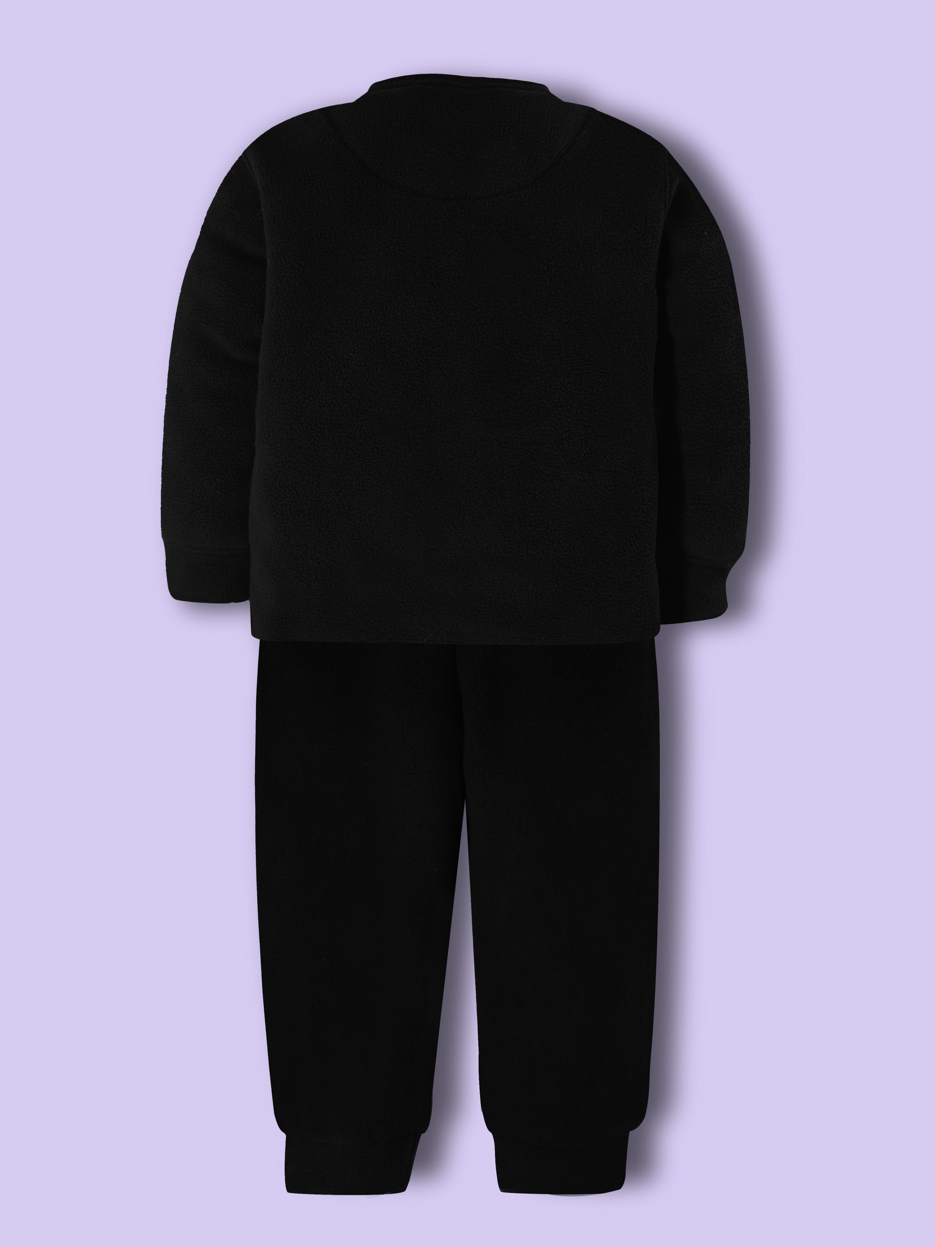 Cherry Crumble Black Solid Applique Snug Graceful Nightsuit