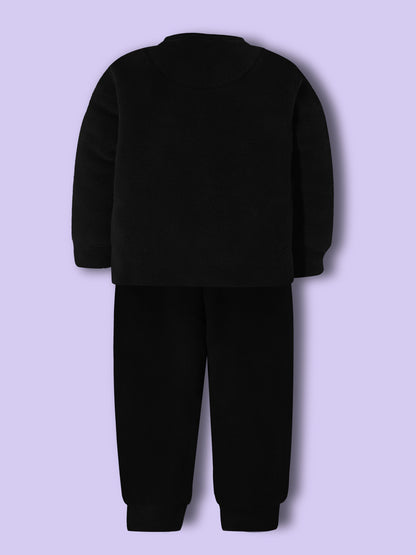 Cherry Crumble Black Solid Applique Snug Graceful Nightsuit