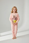 Cherry Crumble peach bunny graphic cotton night suit for girls