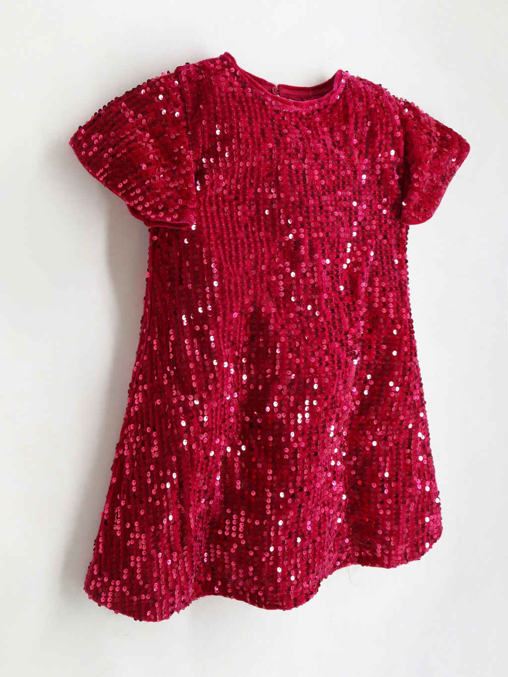 Cherry Crumble Pink Sequined Velvet Adorable Classic Dress