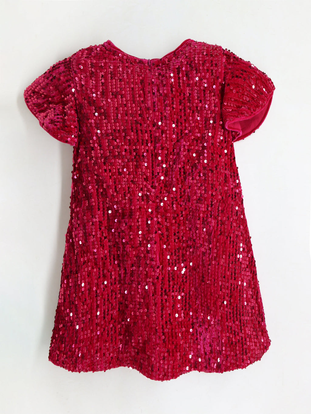 Cherry Crumble Pink Sequined Velvet Adorable Classic Dress
