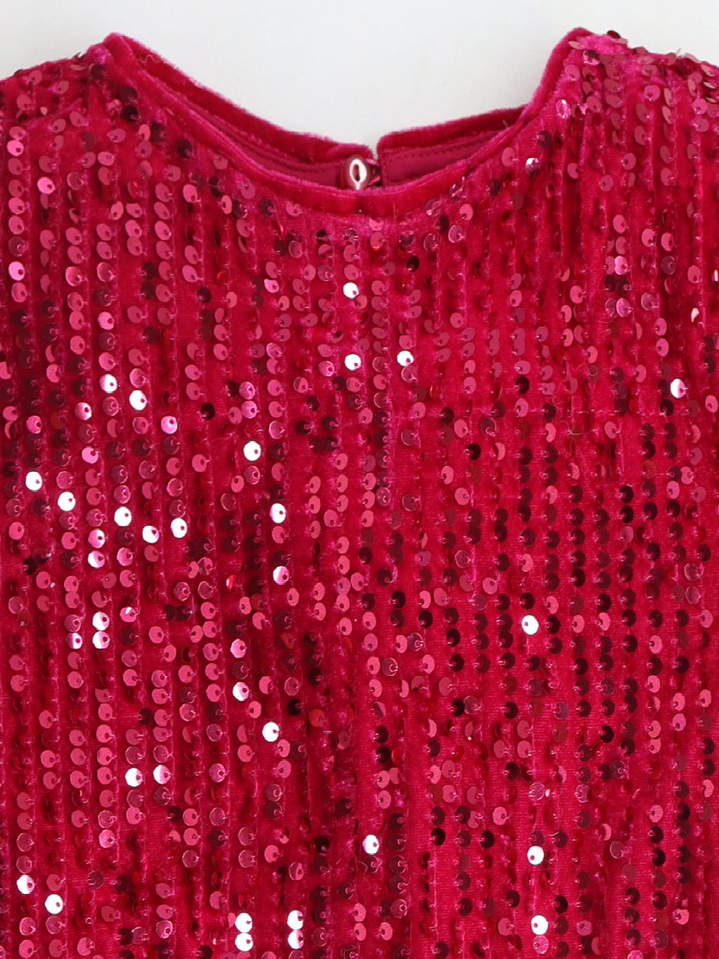 Cherry Crumble Pink Sequined Velvet Adorable Classic Dress