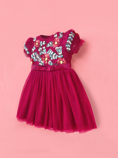 Cherry Crumble Sparkle Magenta Dress