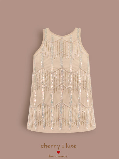 Cherry Crumble Sparkle Cream Dress