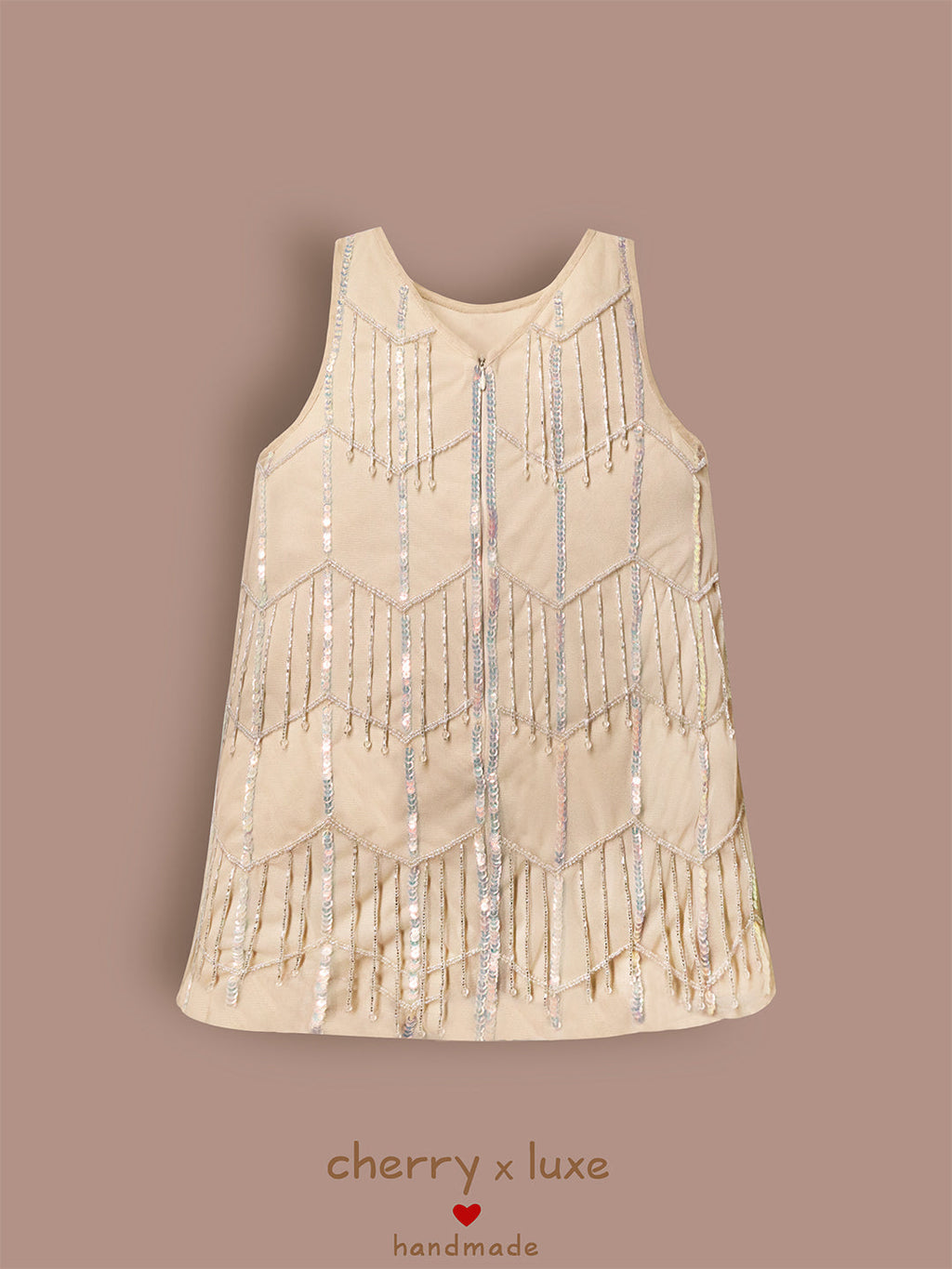 Cherry Crumble Sparkle Cream Dress