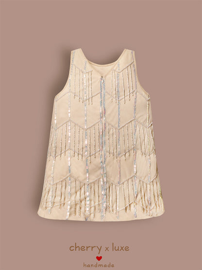 Cherry Crumble Sparkle Cream Dress