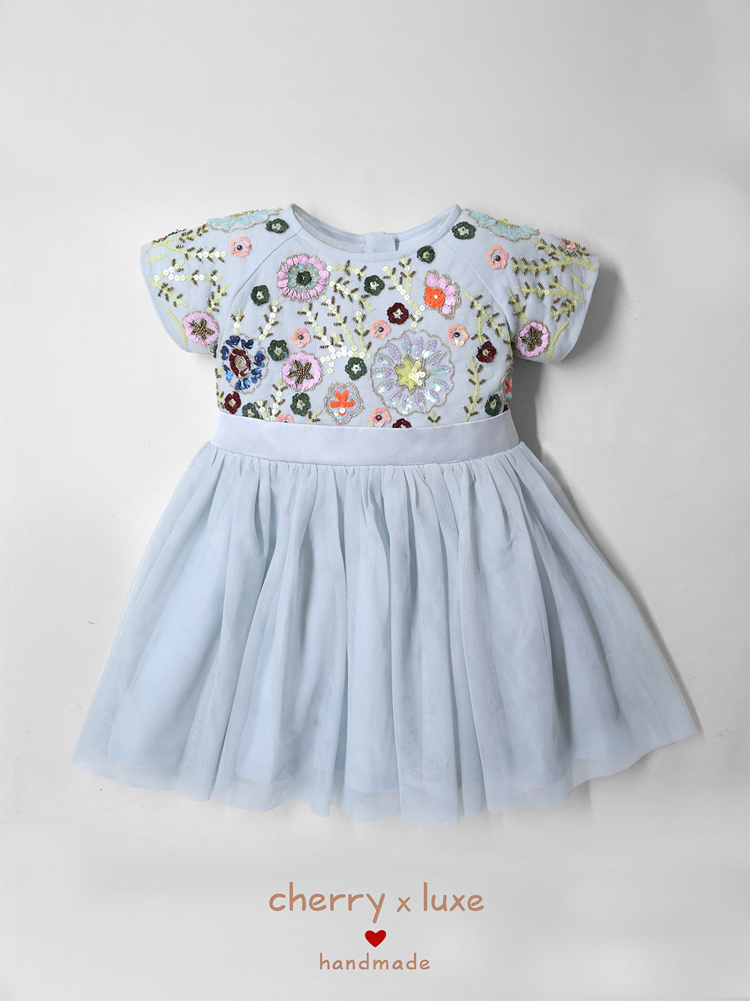 Cherry Crumble Sky Blue Solid Trendy Elegant Summer Dress