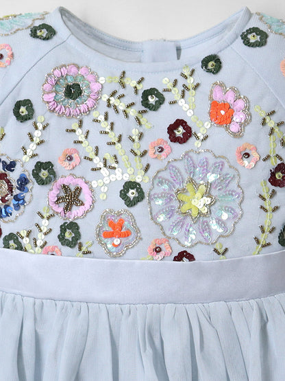 Cherry Crumble Sky Blue Solid Trendy Elegant Summer Dress