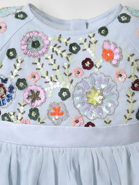 Sky Blue Solid Trendy Elegant Summer Dress