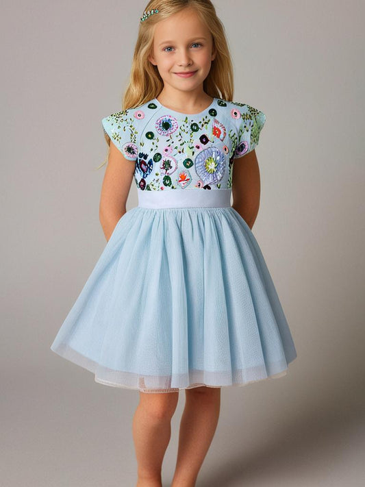 Cherry Crumble Sky Blue Solid Trendy Elegant Summer Dress