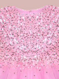 Pink Solid Playful Sequin Partywear Dress