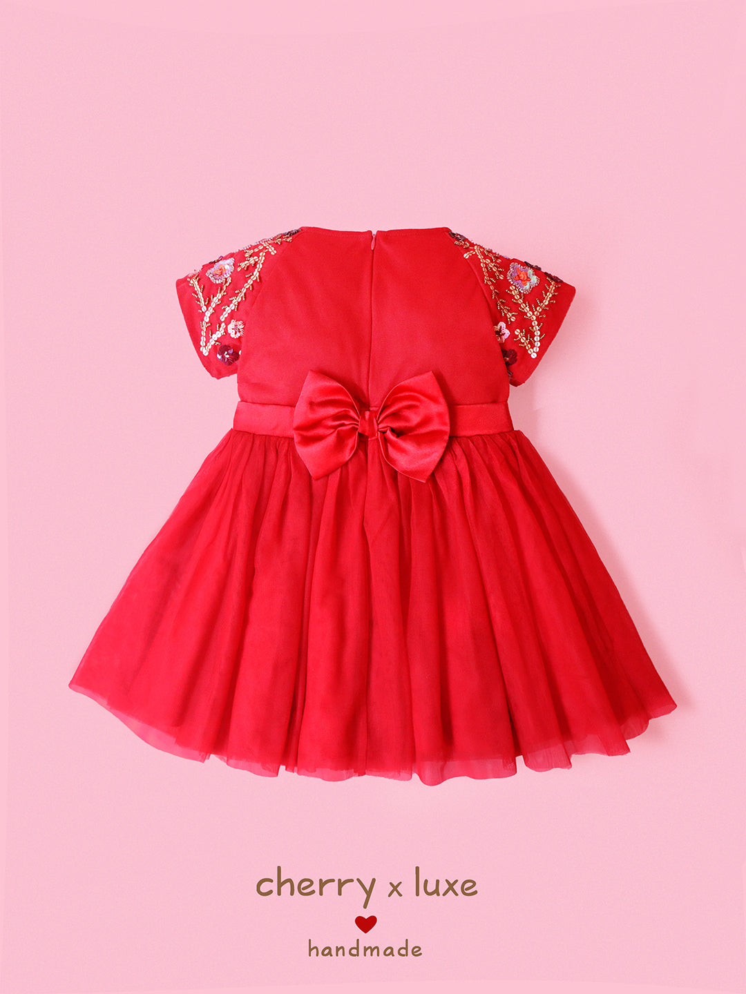 Cherry Crumble Red Solid Cute Graceful Dress