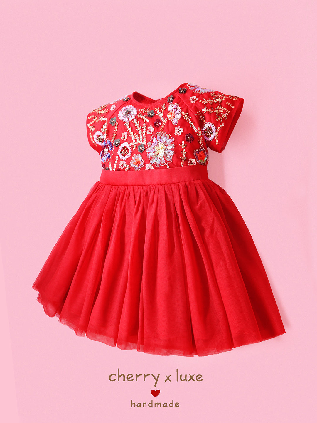 Cherry Crumble Red Solid Cute Graceful Dress