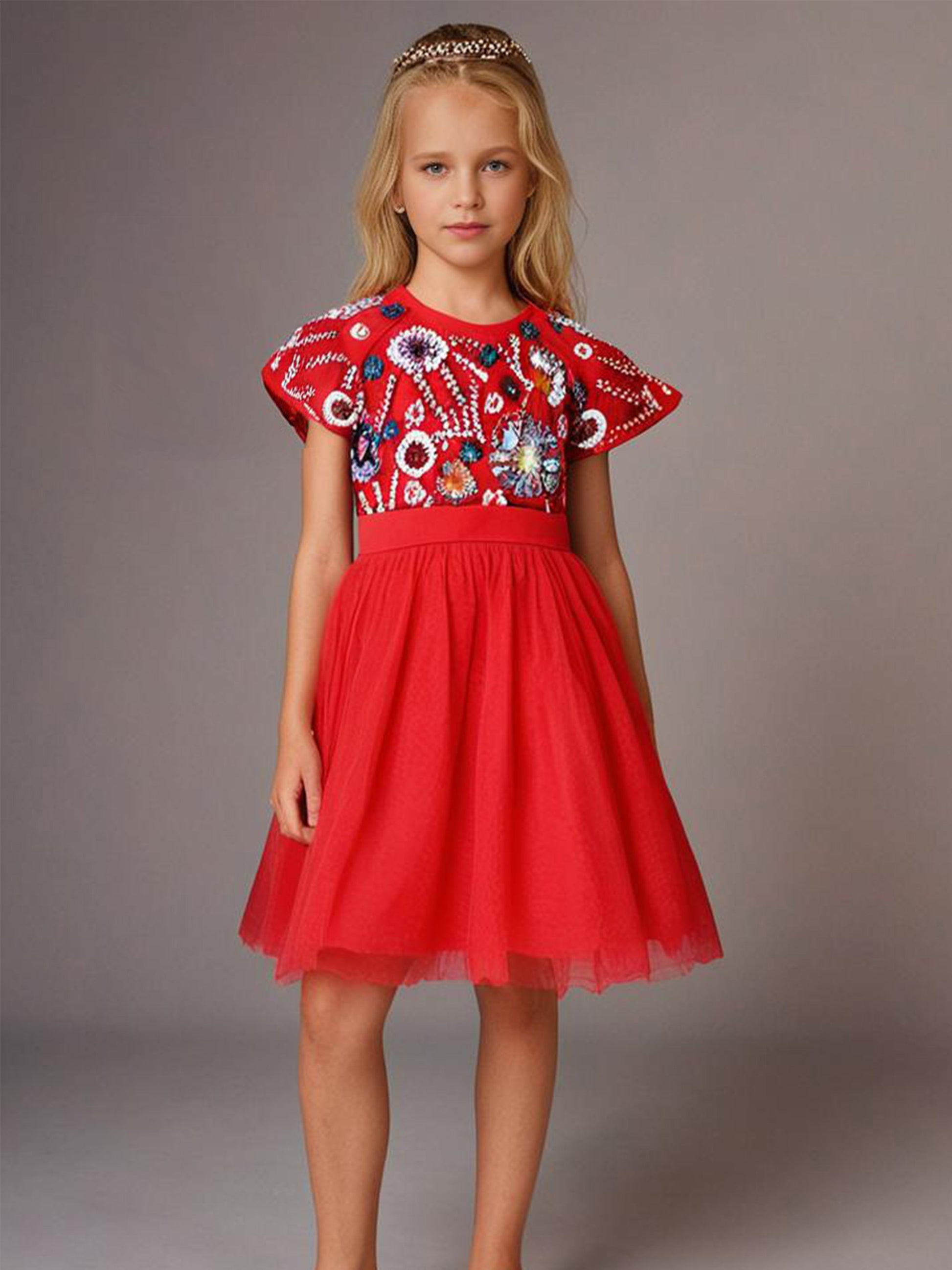 Cherry Crumble Red Solid Cute Graceful Dress