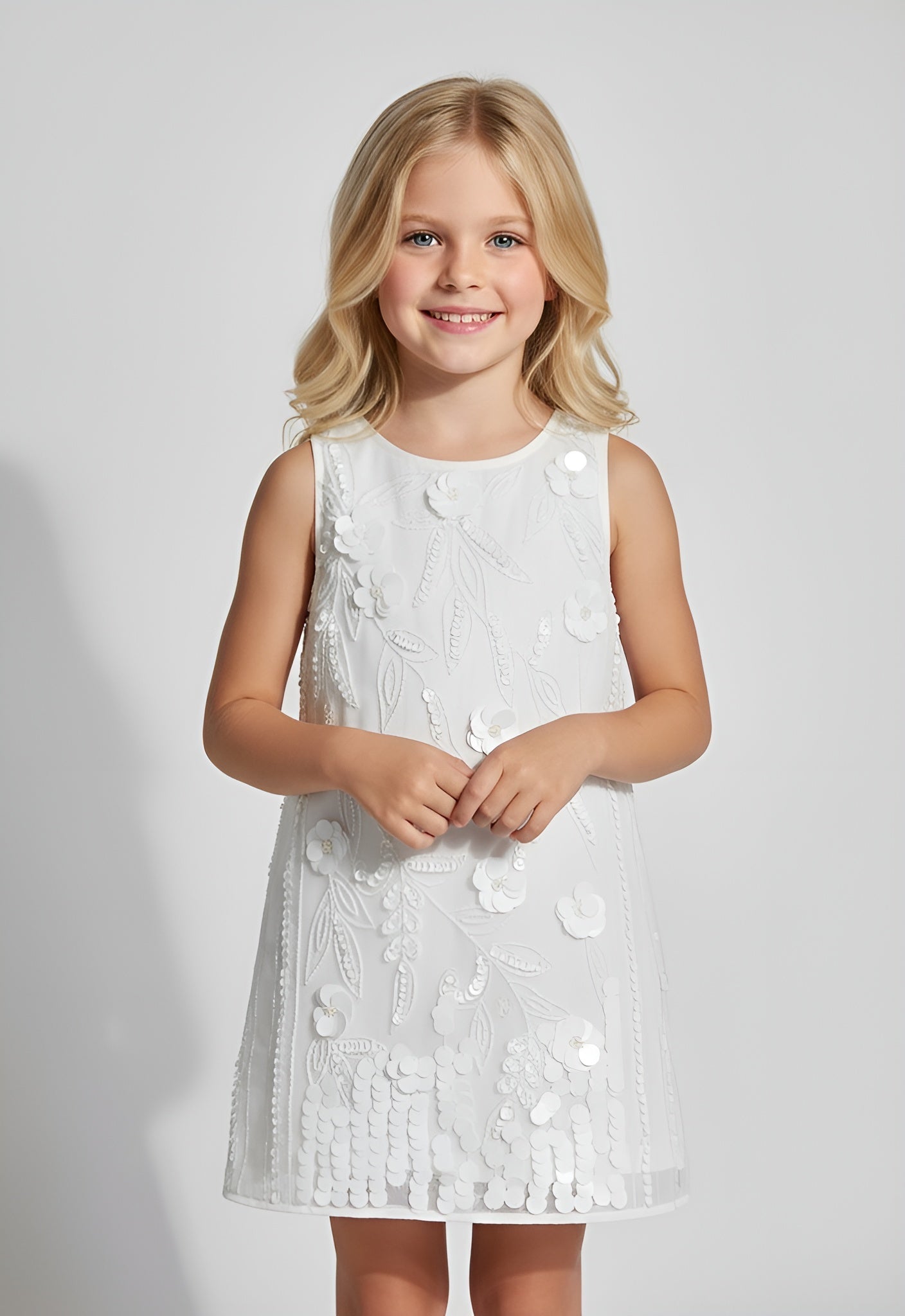 Cherry Crumble Self Design Sleeveless A-Line Party Dress