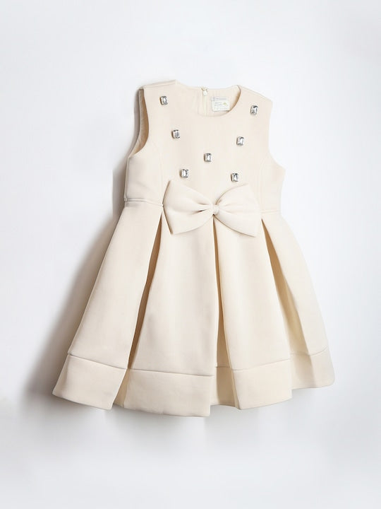 Cherry Crumble Cream Solid Cozy Winter Dress