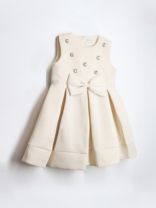 Cherry Crumble Cream Solid Cozy Winter Dress