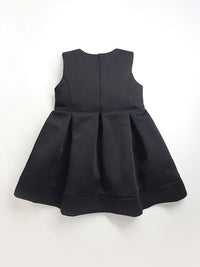 Black Solid Bead Work Adorable Stylish Fit & Flare Dress