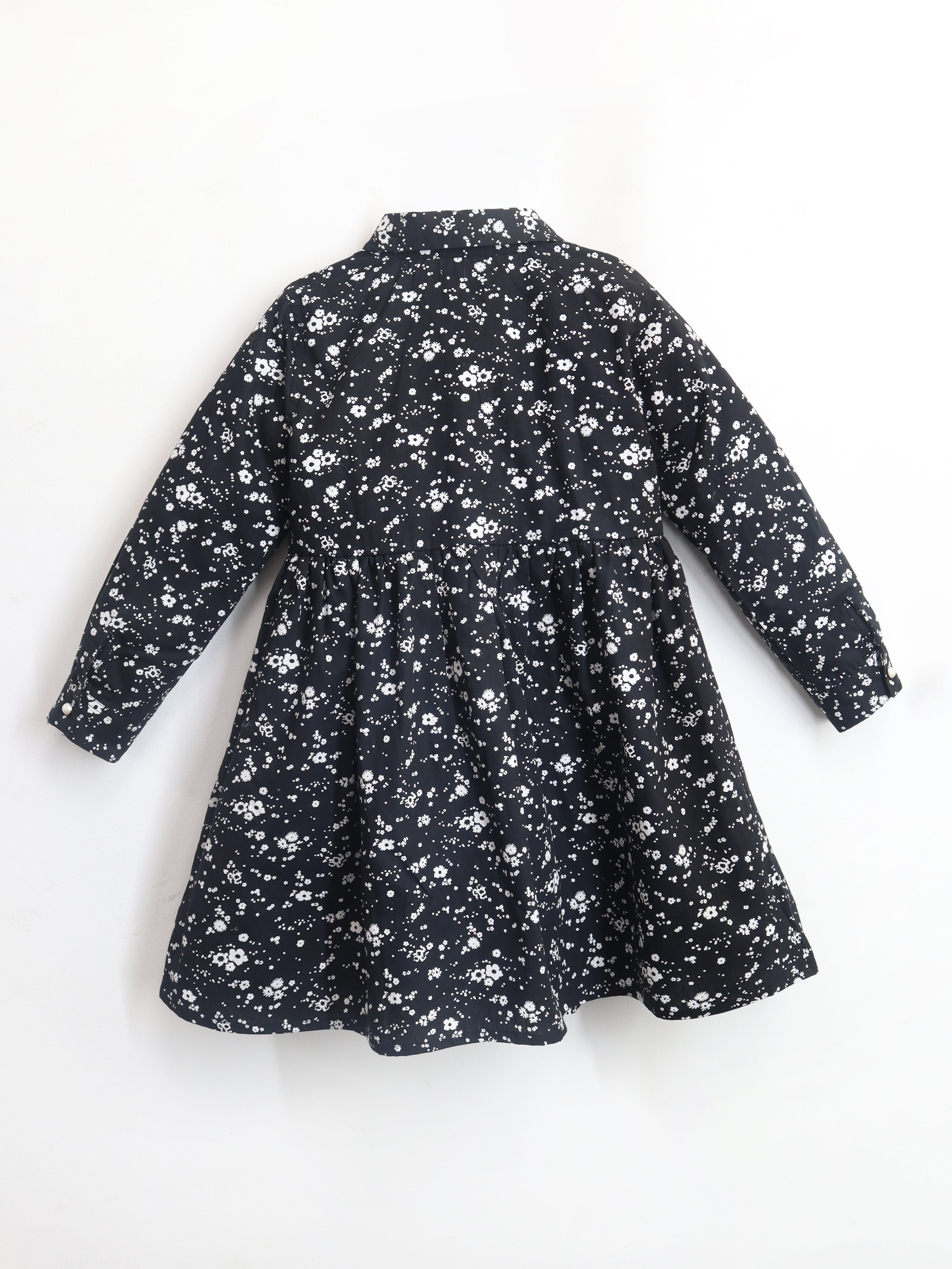 Cherry Crumble Black Floral Printed Snug Classic Dress