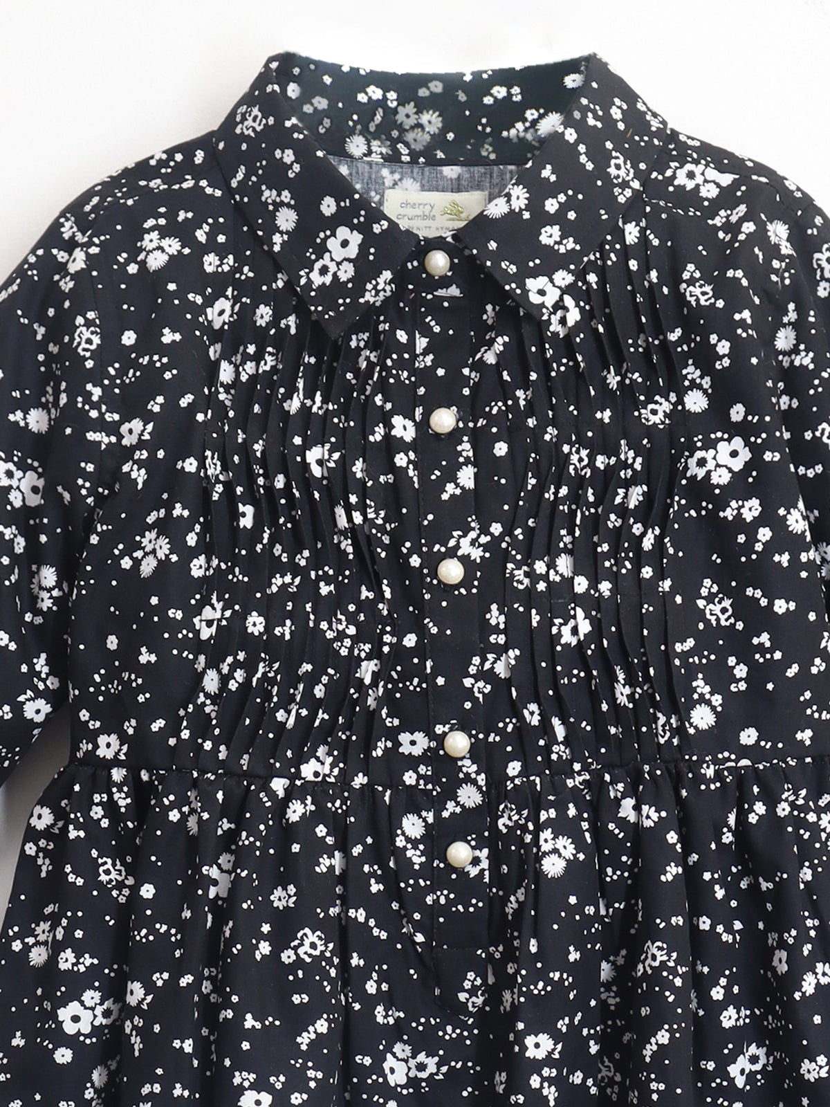 Cherry Crumble Black Floral Printed Snug Classic Dress