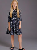 Cherry Crumble Black Floral Printed Snug Classic Dress