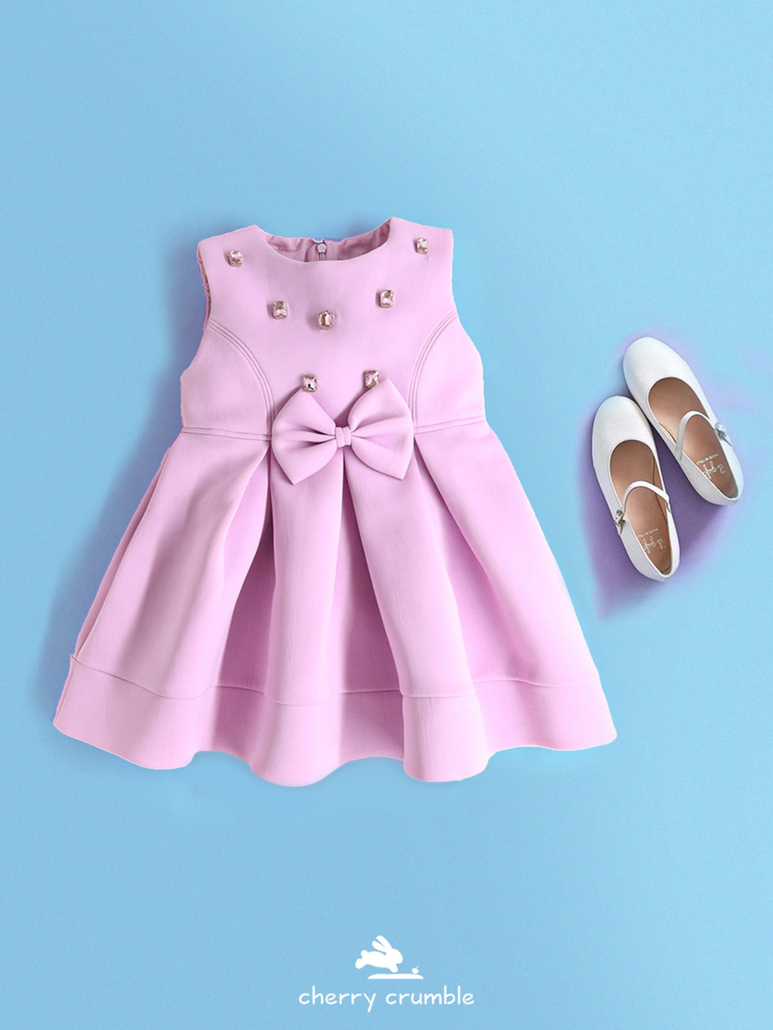 Cherry Crumble Girls Pink Regular Length Solid Dress