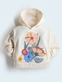 Cream Solid Applique Cozy Smart Sweatshirt