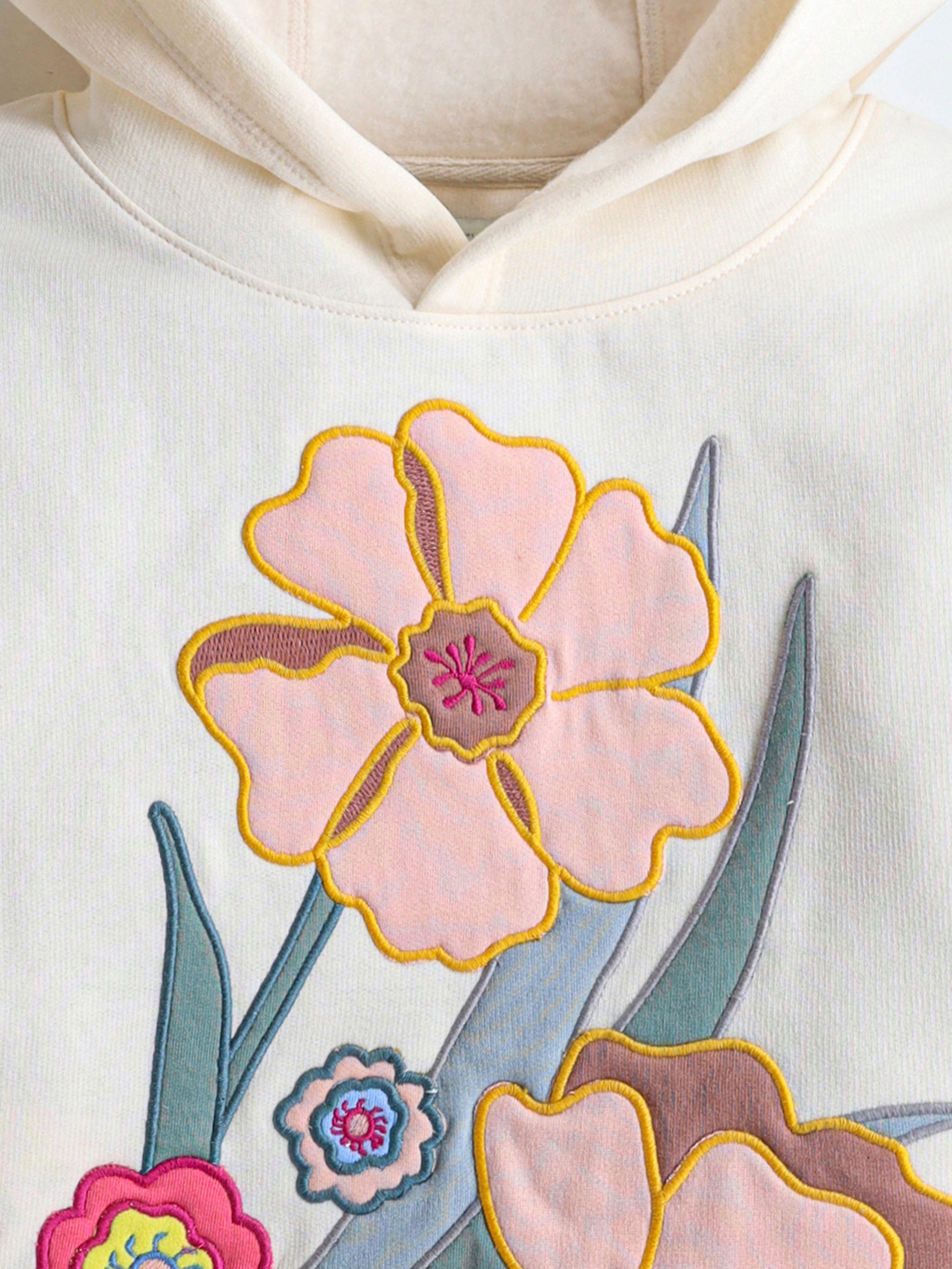 Cherry Crumble Cream Solid Applique Cozy Smart Sweatshirt