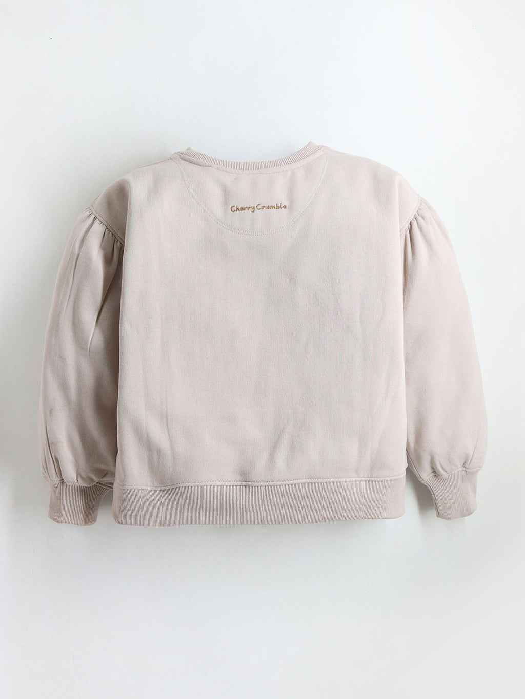 Cherry Crumble Cream Solid Applique Charming Classic Winter Sweatshirt