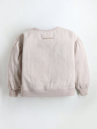 Cream Solid Applique Charming Classic Winter Sweatshirt