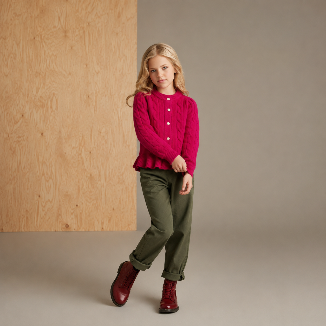 Fuchsia Cable Knit Sweet Smart Sweater