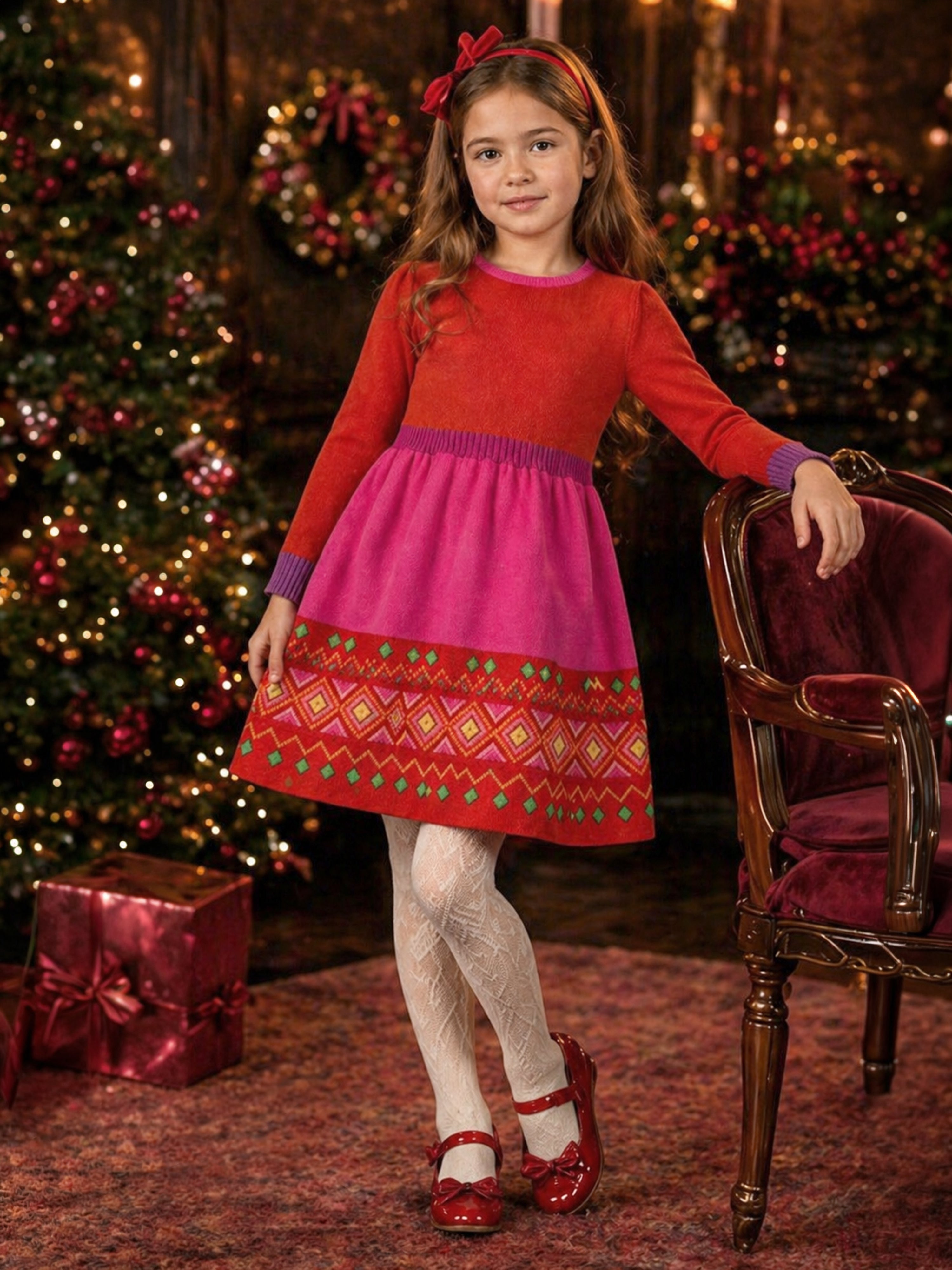 Multicolor Intersia Knitting Dress