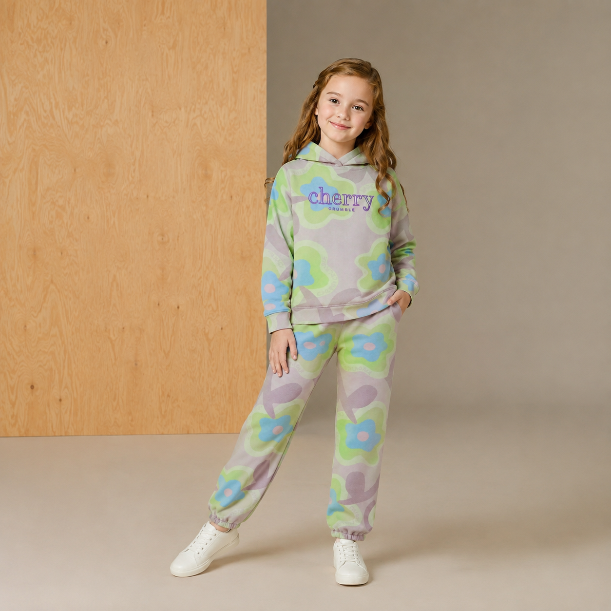 Rainbow Vibe Printed Fleece Hoodie Set