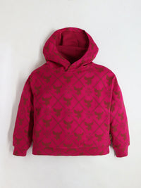 Fuchsia Snug Elegant Jacquard Printed Sweatshirt Set