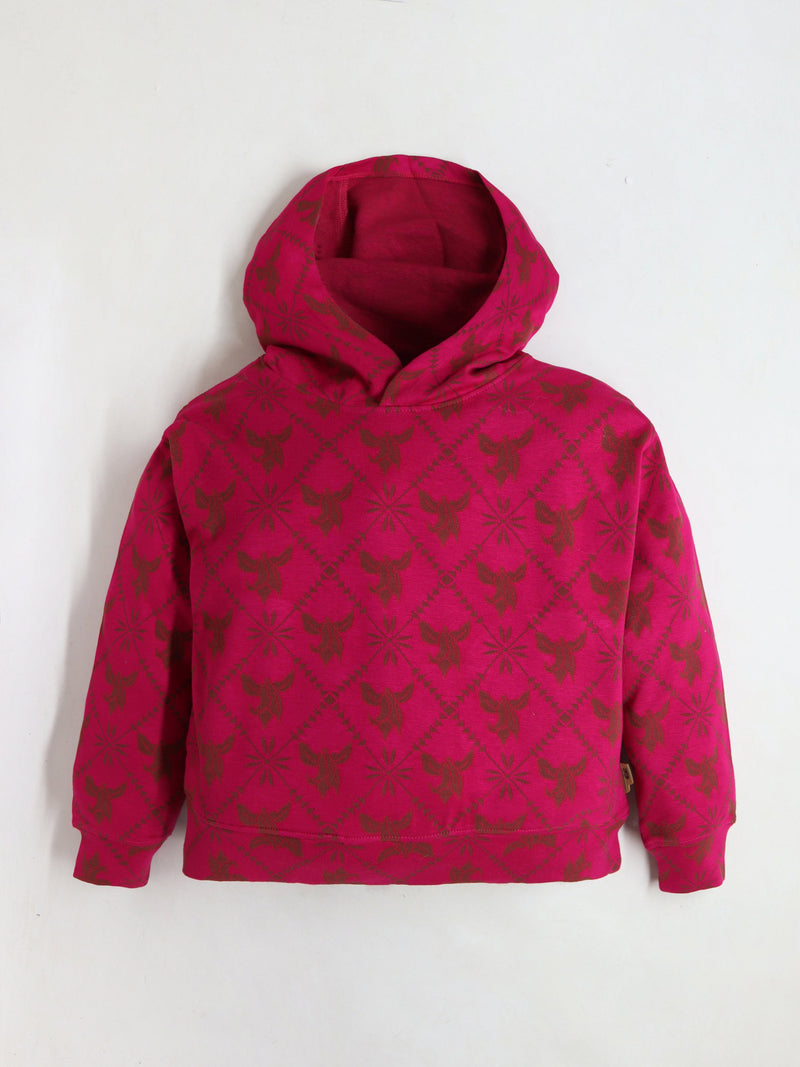 Fuchsia Snug Elegant Jacquard Printed Sweatshirt Set