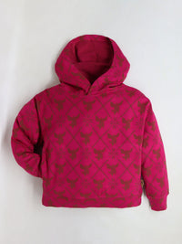 Fuchsia Snug Elegant Jacquard Printed Sweatshirt Set