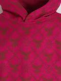 Cherry Crumble Girls Fuchsia Regular Length Jacquard Print Girls Top & Bottom Set