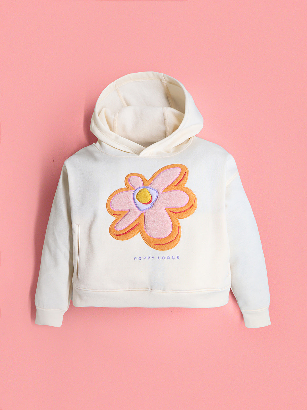 Cherry Crumble Cream Solid Applique Embroidered Sweet Classic Winter Sweatshirt Set